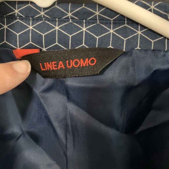 NEW Linea Uomo 46L Blue White Striped Cotton 2 Button Jacket Sport Blazer - Picture 3 of 13